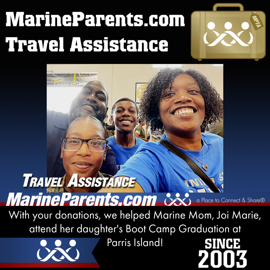Marine Parents USMC Travel Assistance Boot Camp Graduation
